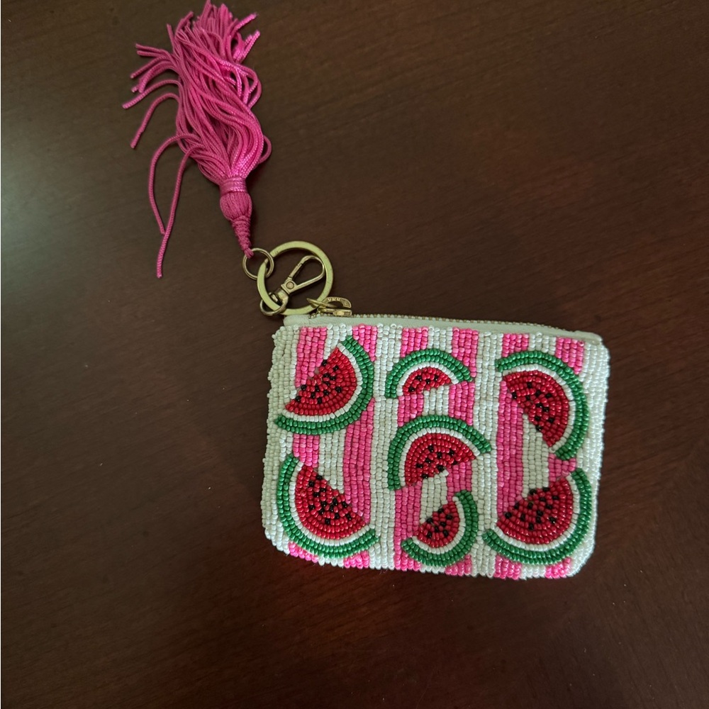 Anthropologie Watermelon Beaded Coin Pouch